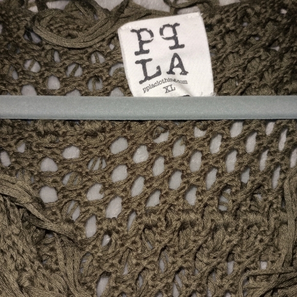 PPLA Clothing Flounder Fringe Sweater Vest Women Crochet Western Hippie XL - Picture 6 of 8